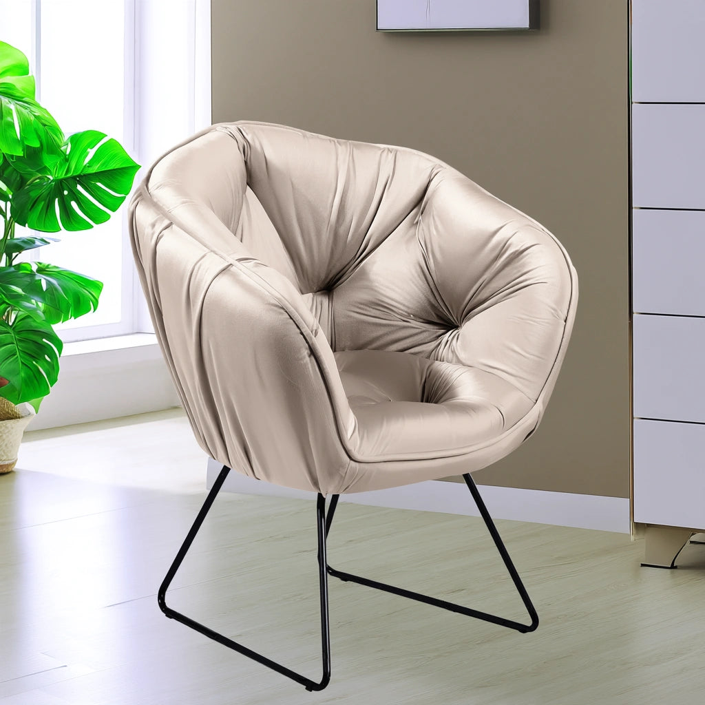 Poltrona d'accento in metallo, colore nero e beige chiaro