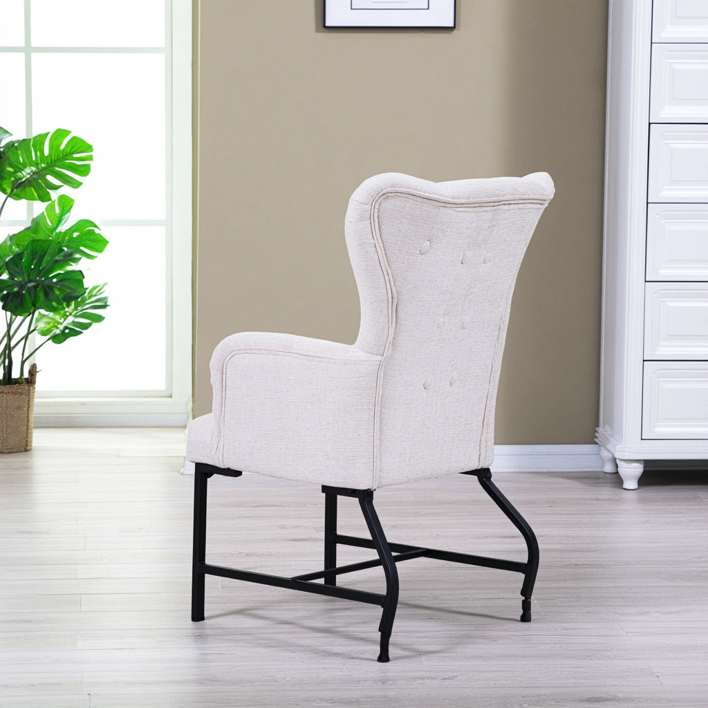 Poltrona d'accento in metallo, colore nero e beige chiaro