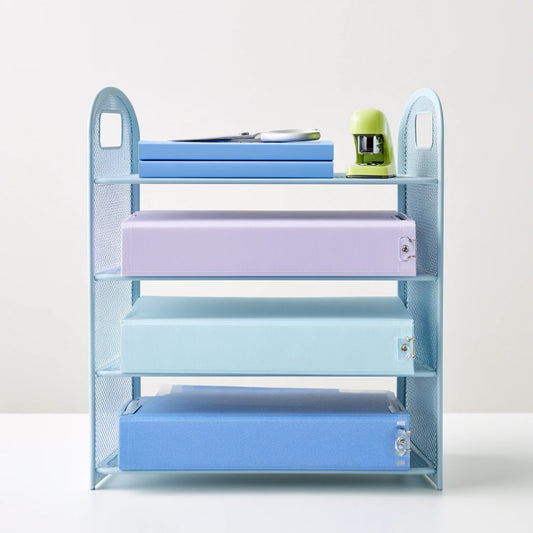Organizer modulare in rete traspirante a quattro livelli, colore azzurro