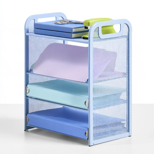 Organizer modulare in rete traspirante a quattro livelli, colore azzurro
